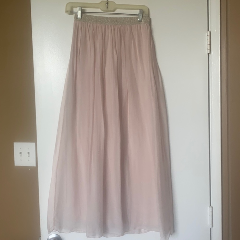 Blush Pink Maxi Skirt with Elastic Waistband